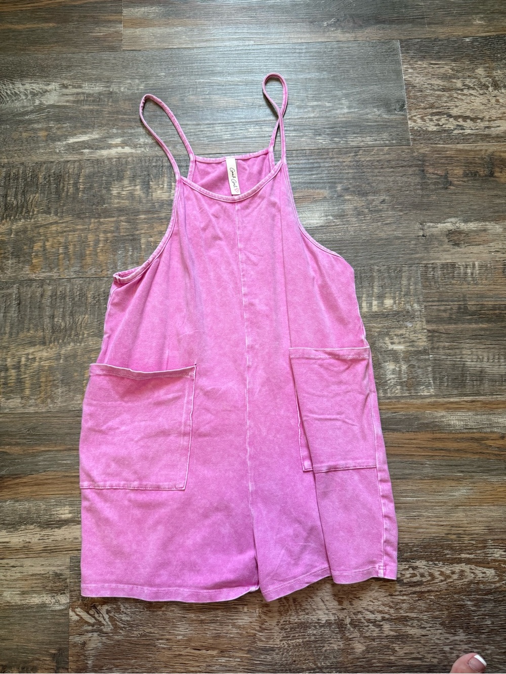 Pink Tank Romper with Front Pockets